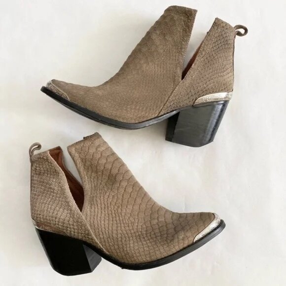 Jeffrey Campbell Cromwell Suede Bootie in Taupe Snakeskin - Picture 4 of 7